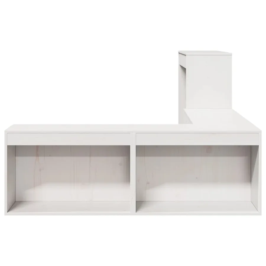 Table de chevet avec bureau blanc bois de pin massif - 5