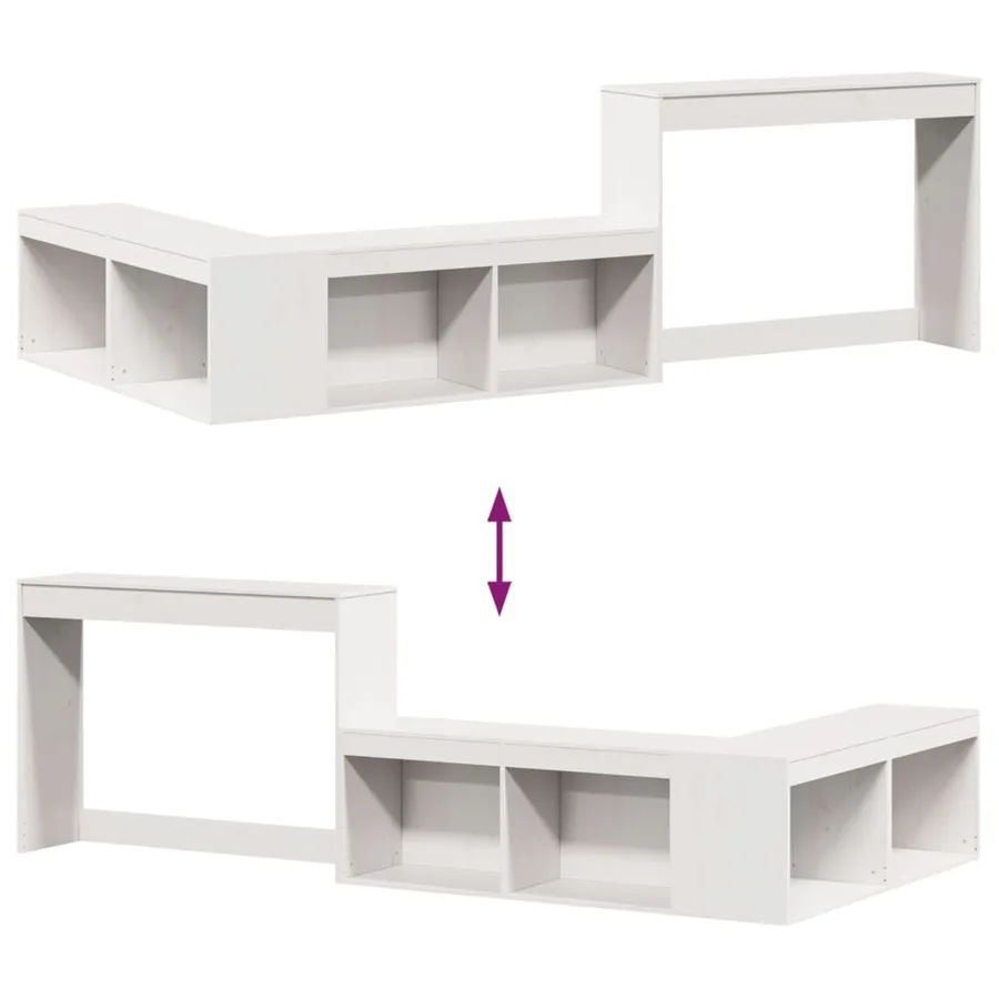 Table de chevet avec bureau blanc bois de pin massif - 7