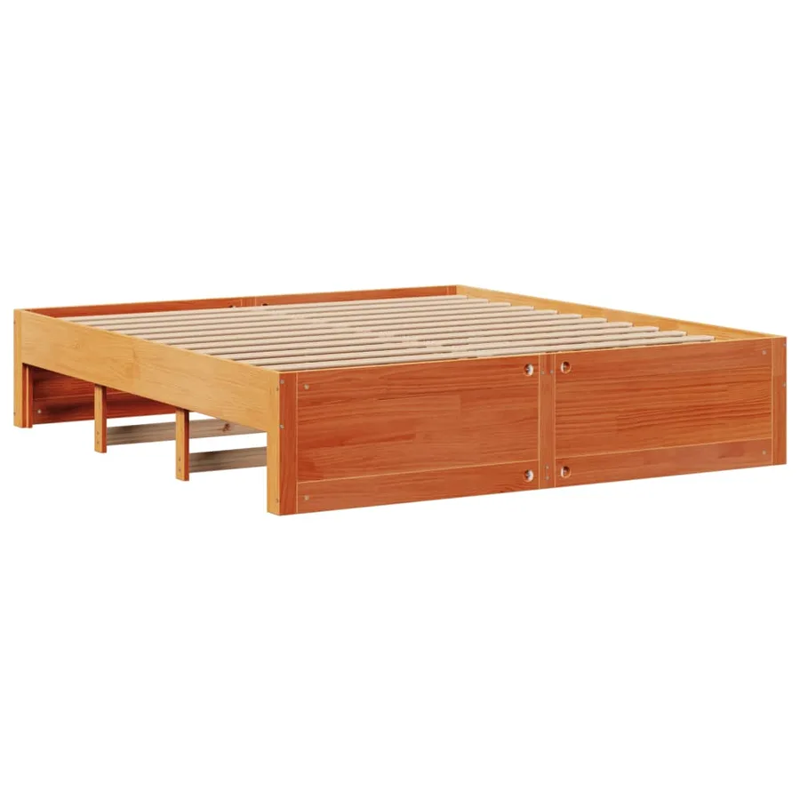 Cadre de lit sans matelas avec tiroirs brun cire 180x200 cm pin - 7