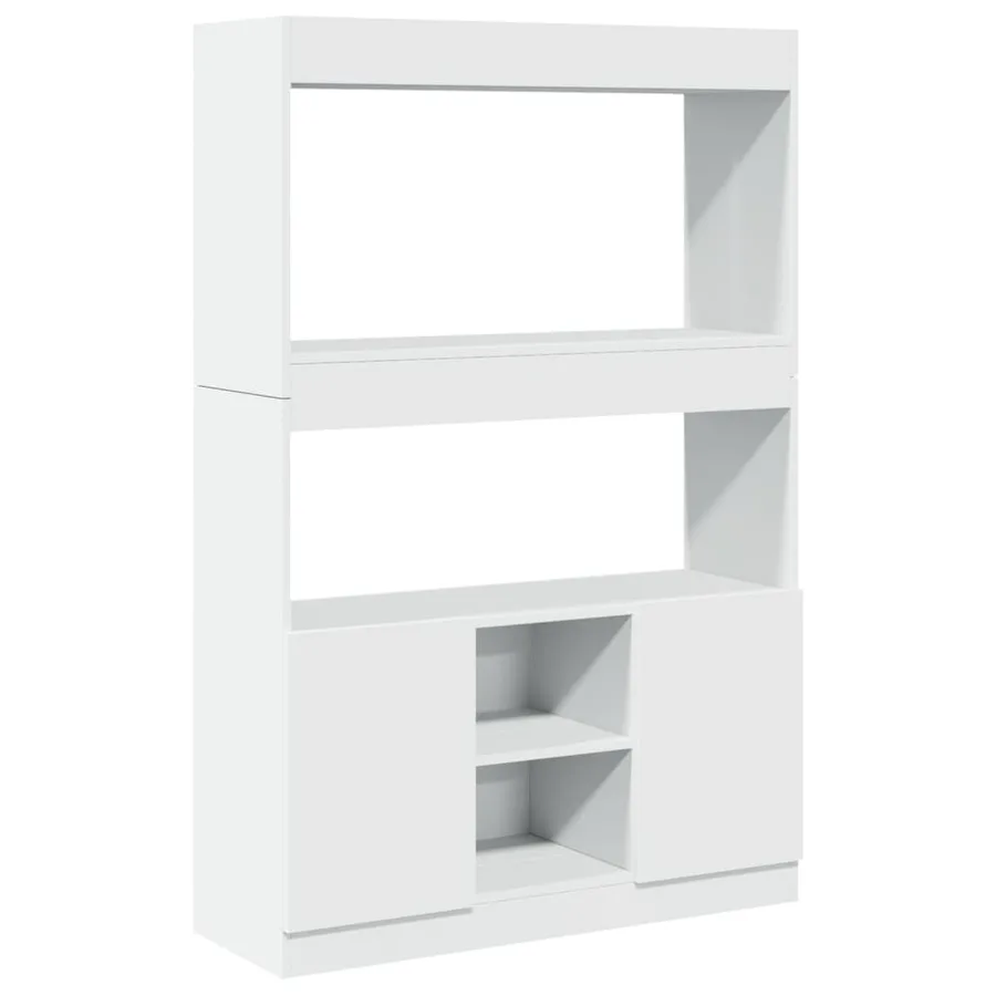 Buffet haut blanc 92x33x140 cm bois d'ingénierie - 2