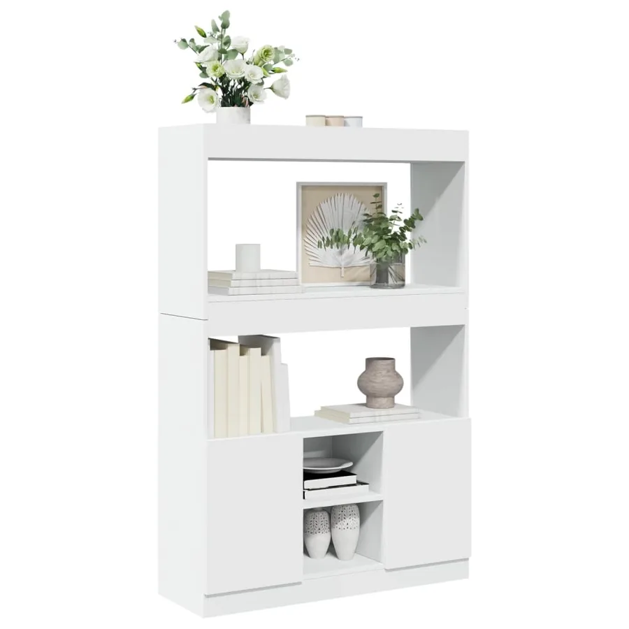 Buffet haut blanc 92x33x140 cm bois d'ingénierie - 4
