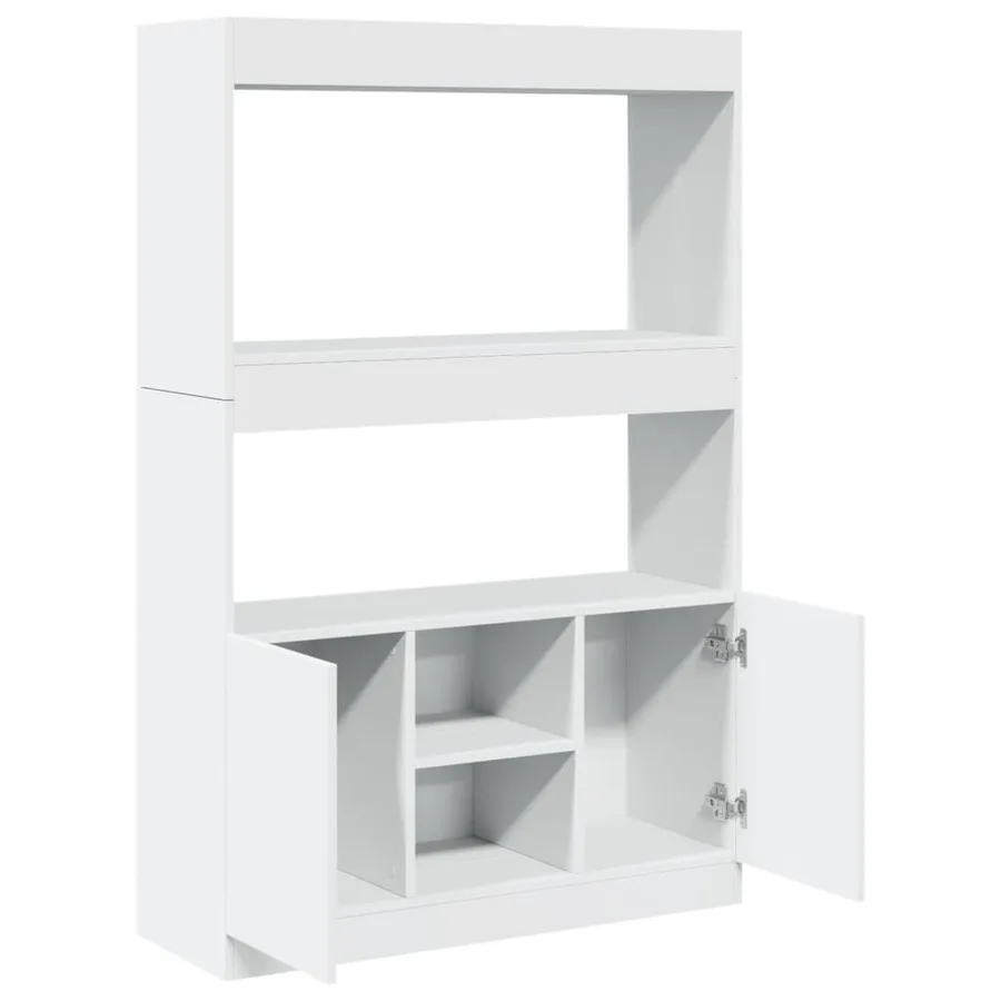 Buffet haut blanc 92x33x140 cm bois d'ingénierie - 8