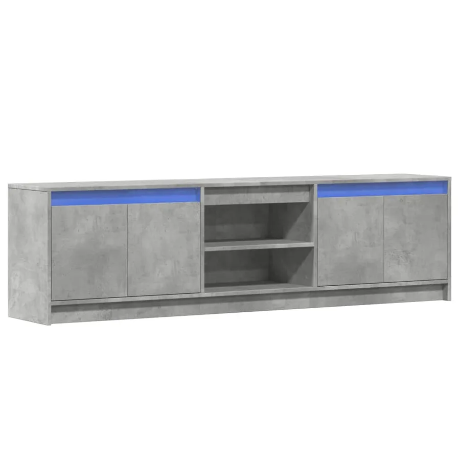 Meuble TV avec LED gris béton 180x34x50 cm bois d'ingénierie - 3