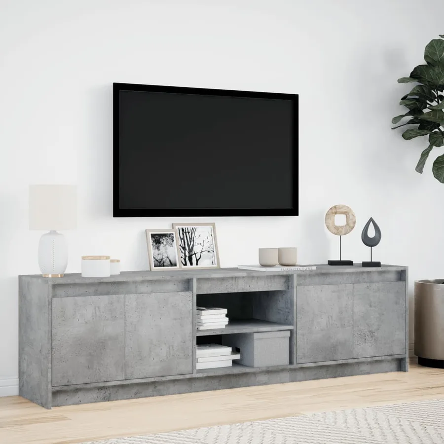 Meuble TV avec LED gris béton 180x34x50 cm bois d'ingénierie - 4