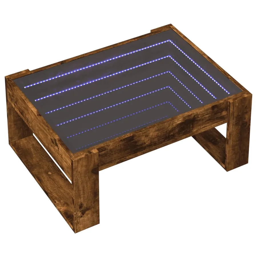 Table basse avec LED infini chêne fumé 70x53x30 cm - 3