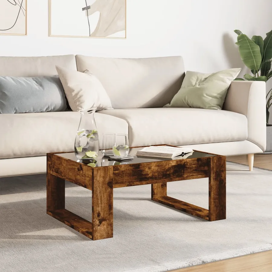 Table basse avec LED infini chêne fumé 70x53x30 cm - 4