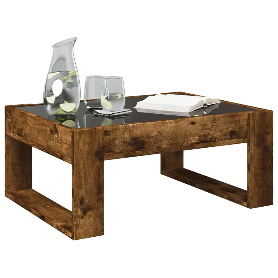 Table basse avec LED infini chêne fumé 70x53x30 cm - 5