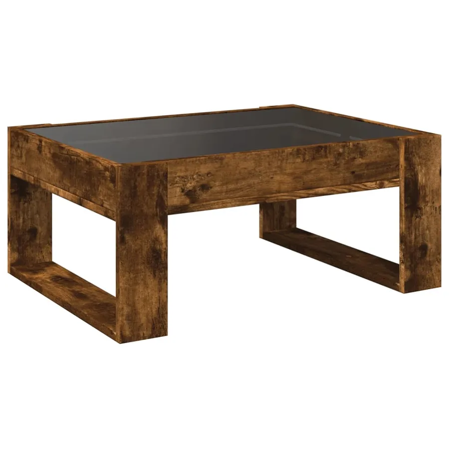 Table basse avec LED infini chêne fumé 70x53x30 cm - 8