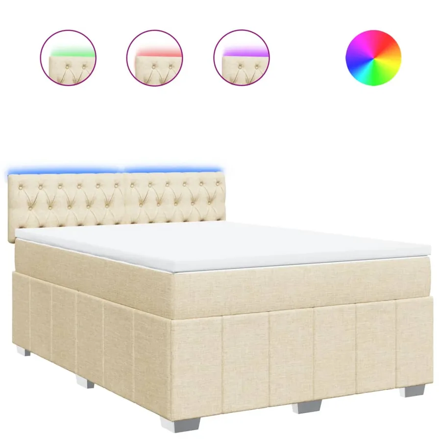 Sommier à lattes de lit avec matelas Crème 140x200 cm Tissu - 2