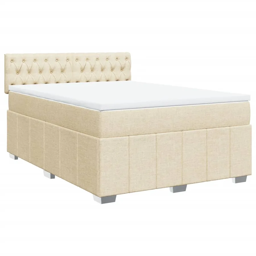Sommier à lattes de lit avec matelas Crème 140x200 cm Tissu - 2