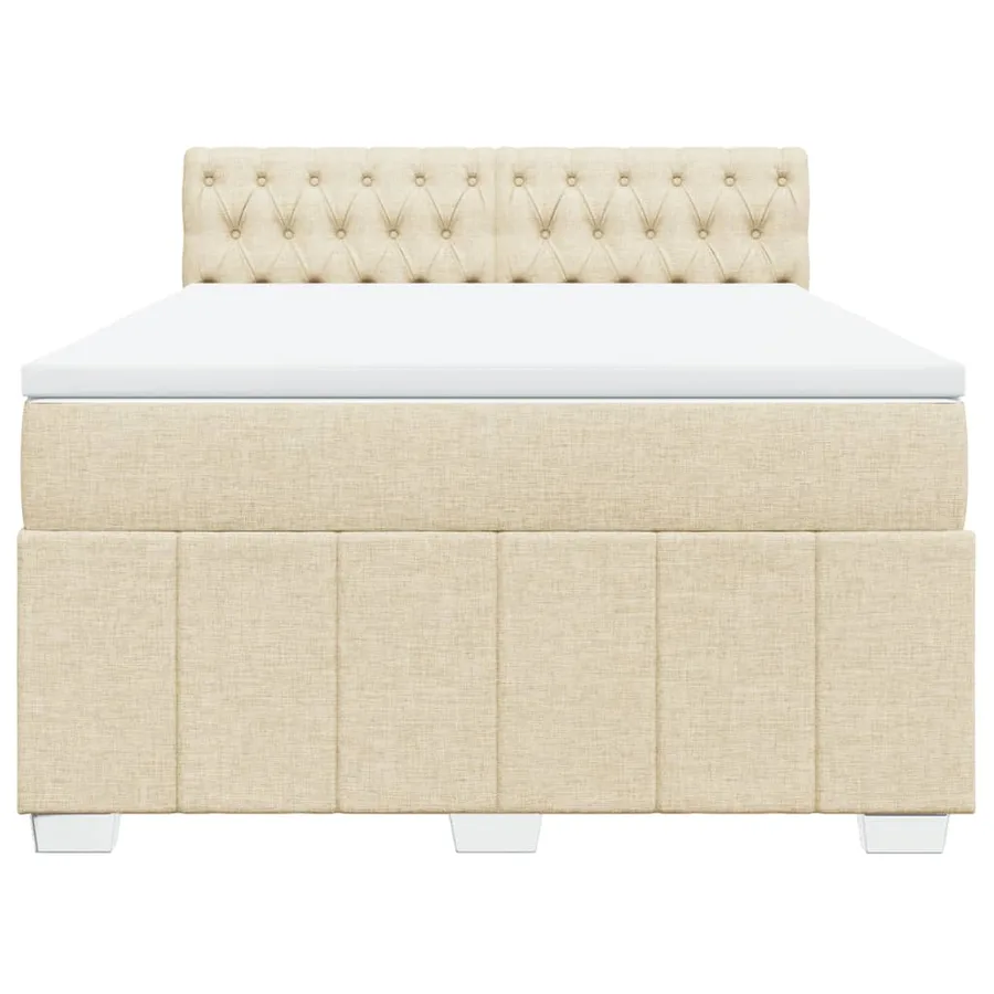 Sommier à lattes de lit avec matelas Crème 140x200 cm Tissu - 4