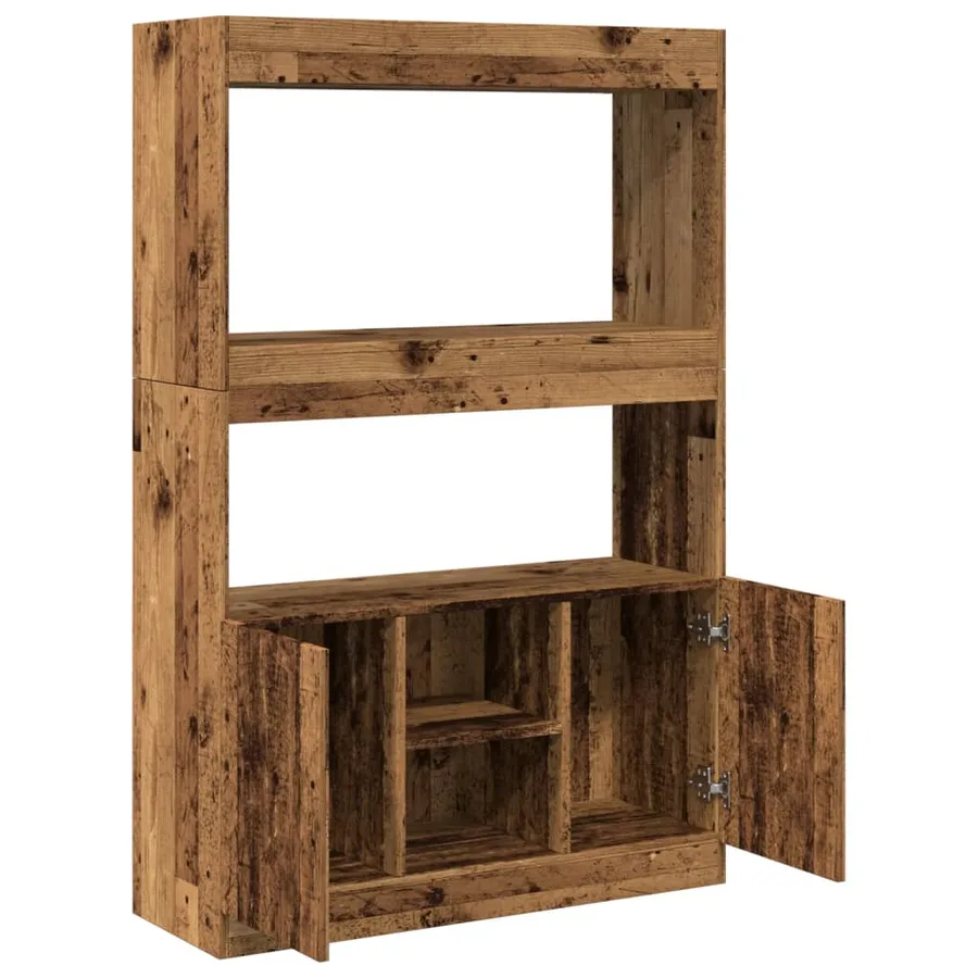 Buffet haut vieux bois 92x33x140 cm bois d'ingénierie - 8