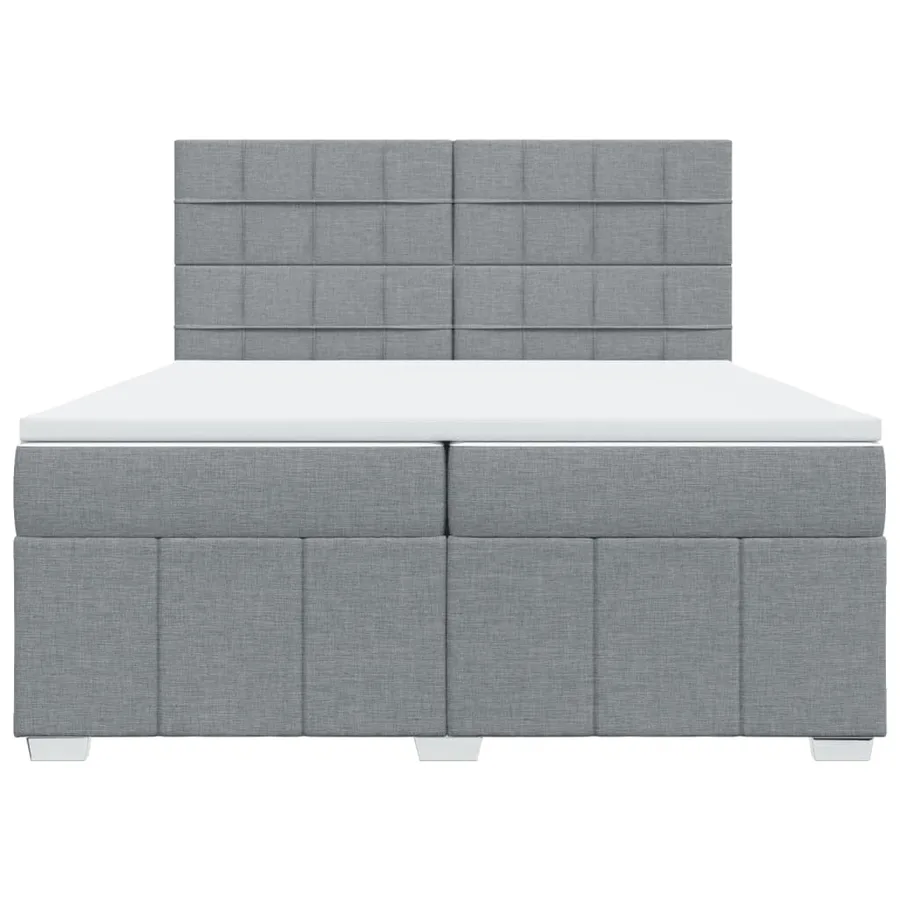 Sommier à lattes de lit avec matelas Gris clair 200x200cm Tissu - 4