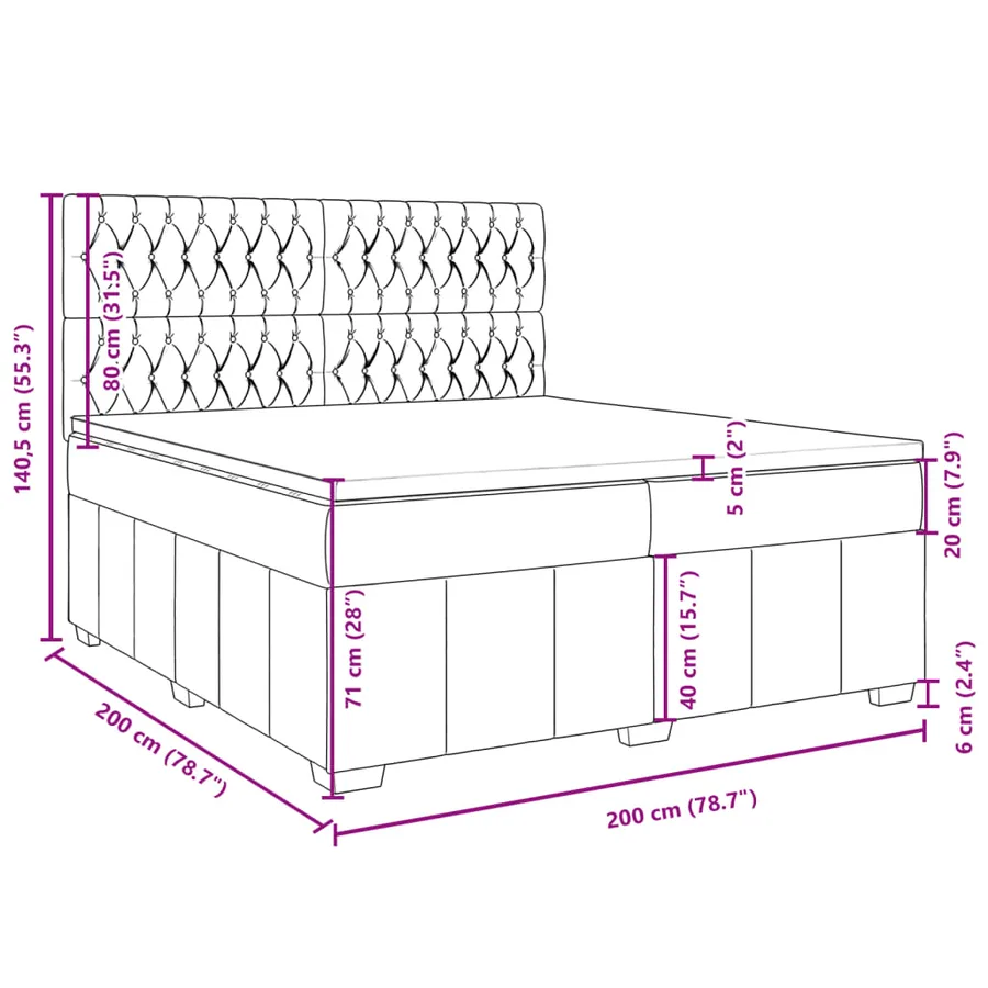 Sommier à lattes de lit avec matelas Gris clair 200x200cm Tissu - 13