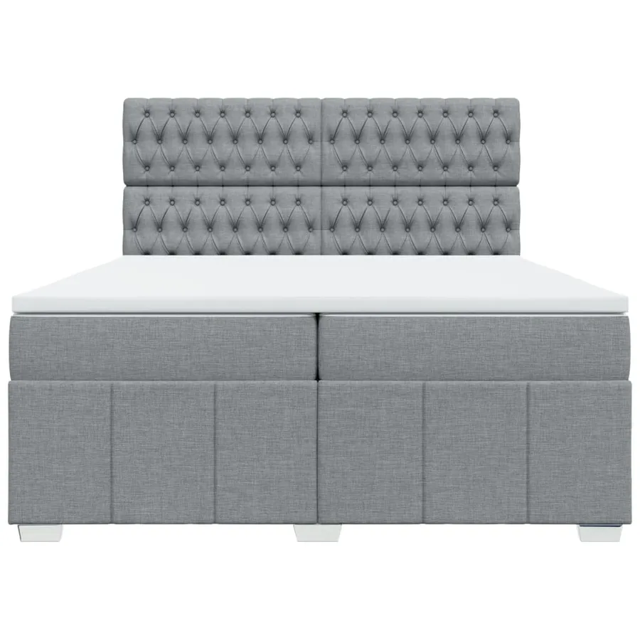 Sommier à lattes de lit avec matelas Gris clair 200x200cm Tissu - 4