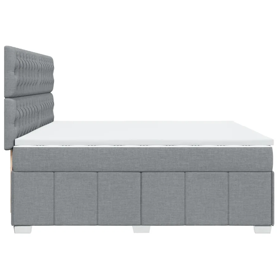 Sommier à lattes de lit avec matelas Gris clair 200x200cm Tissu - 5