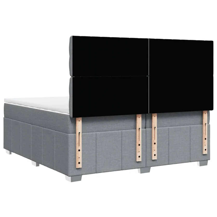 Sommier à lattes de lit avec matelas Gris clair 200x200cm Tissu - 6