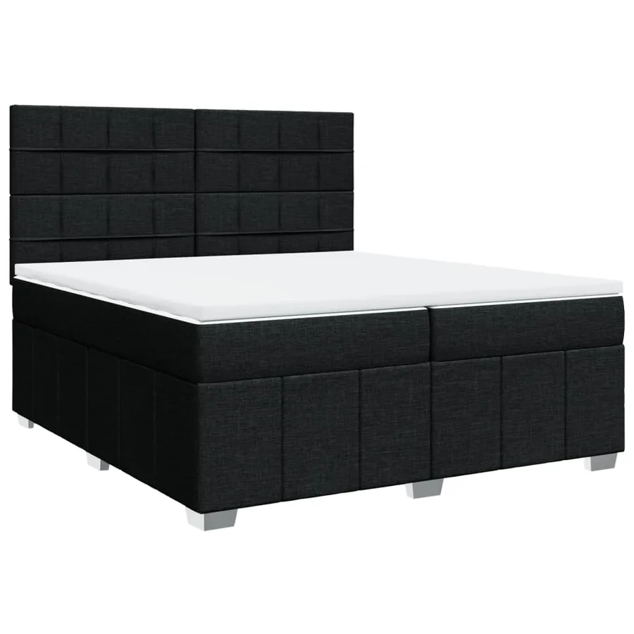 Sommier à lattes de lit avec matelas Noir 200x200 cm Tissu - 2
