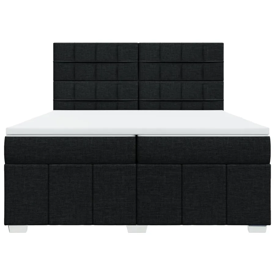 Sommier à lattes de lit avec matelas Noir 200x200 cm Tissu - 4