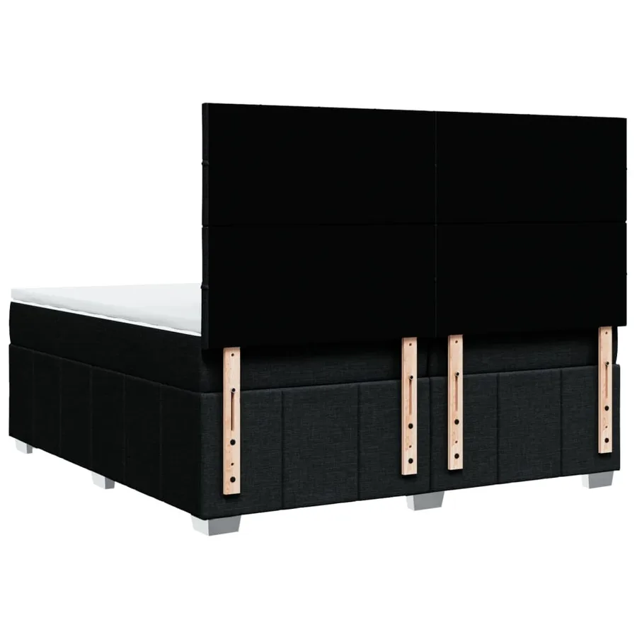 Sommier à lattes de lit avec matelas Noir 200x200 cm Tissu - 6