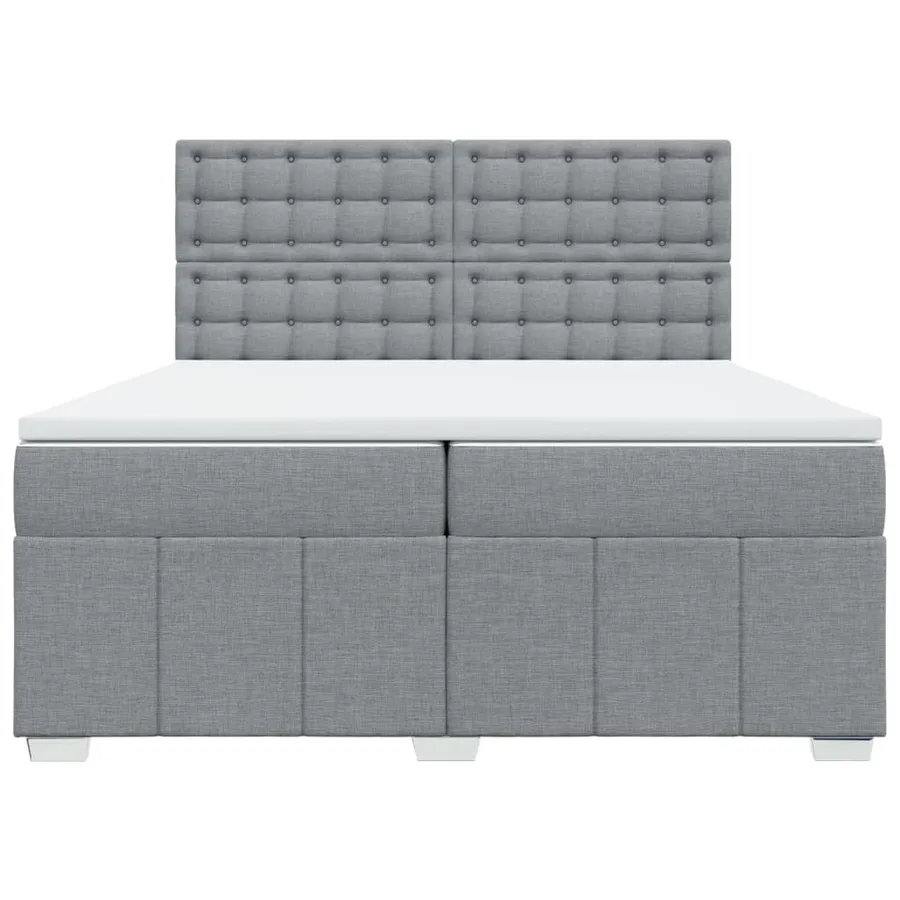Sommier à lattes de lit avec matelas Gris clair 200x200cm Tissu - 4