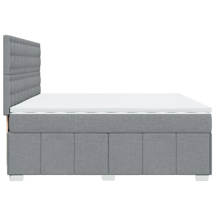 Sommier à lattes de lit avec matelas Gris clair 200x200cm Tissu - 5