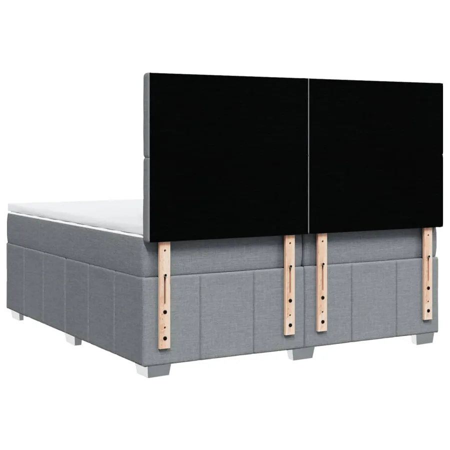 Sommier à lattes de lit avec matelas Gris clair 200x200cm Tissu - 6