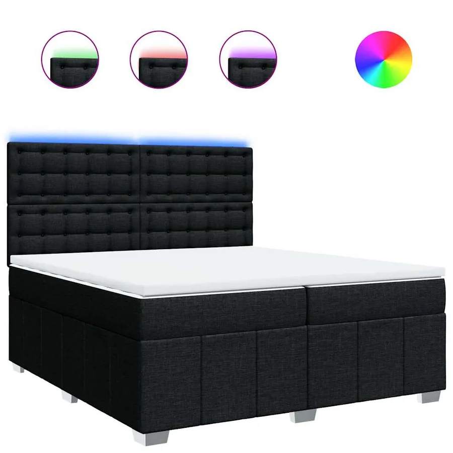Sommier à lattes de lit avec matelas Noir 200x200 cm Tissu - 2