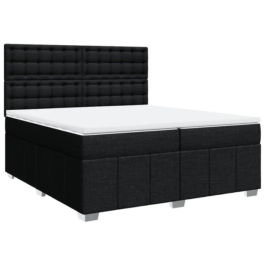 Sommier à lattes de lit avec matelas Noir 200x200 cm Tissu - 3