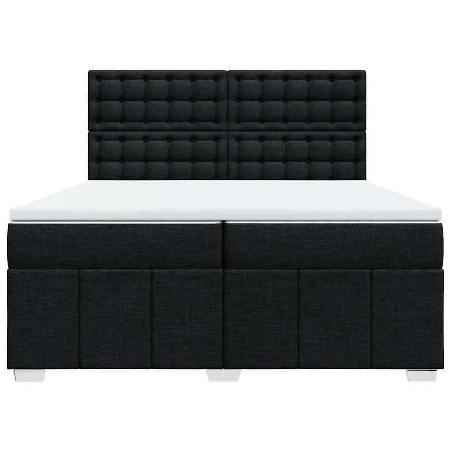 Sommier à lattes de lit avec matelas Noir 200x200 cm Tissu - 6