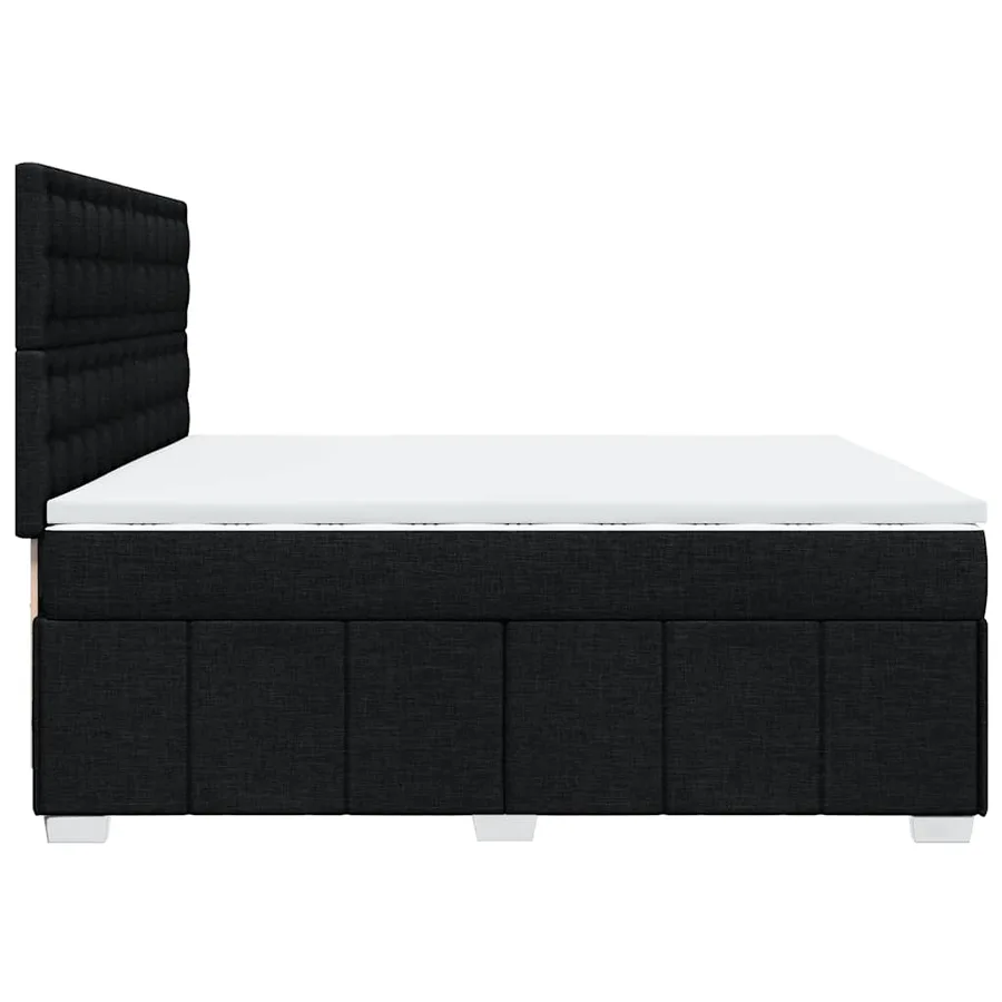 Sommier à lattes de lit avec matelas Noir 200x200 cm Tissu - 7