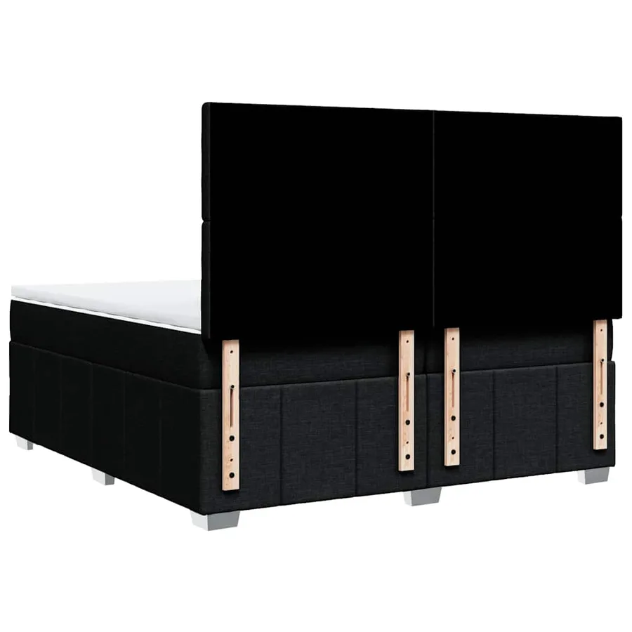 Sommier à lattes de lit avec matelas Noir 200x200 cm Tissu - 8