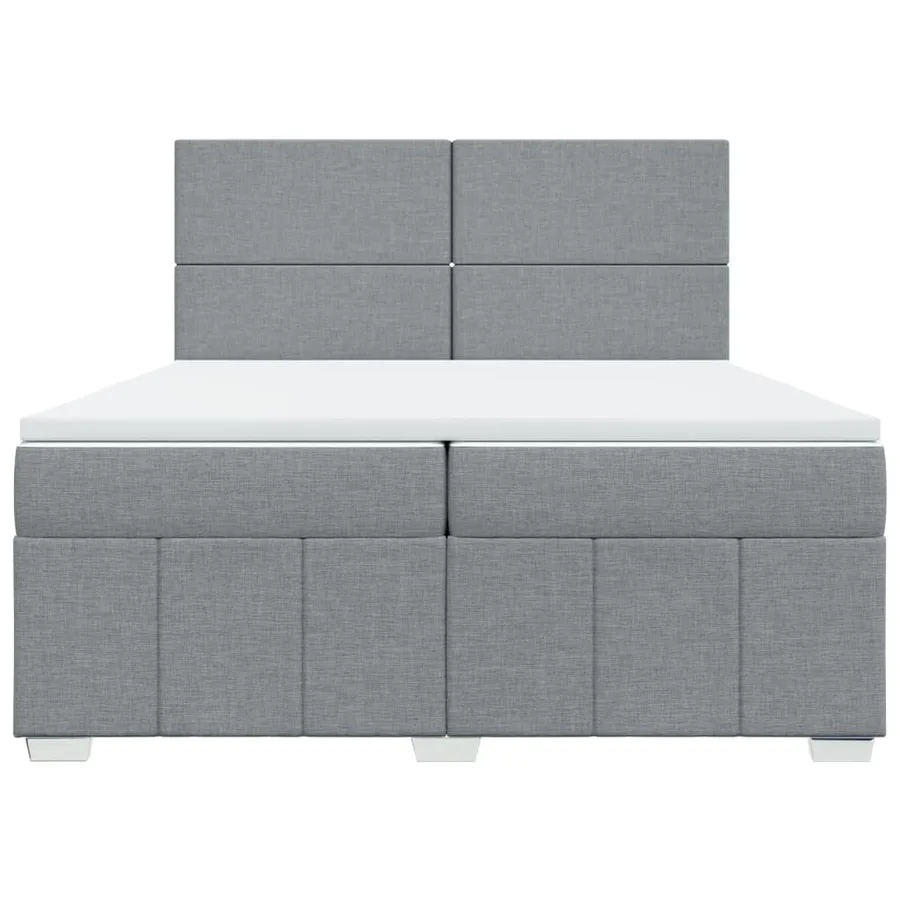 Sommier à lattes de lit avec matelas Gris clair 200x200cm Tissu - 4