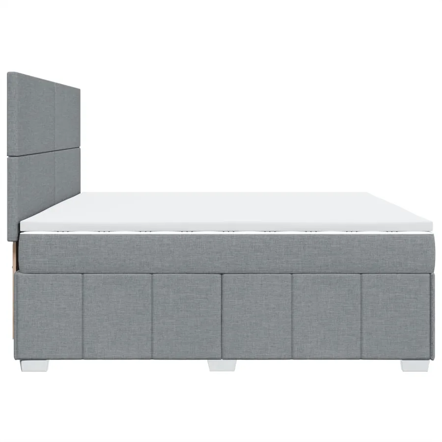 Sommier à lattes de lit avec matelas Gris clair 200x200cm Tissu - 5