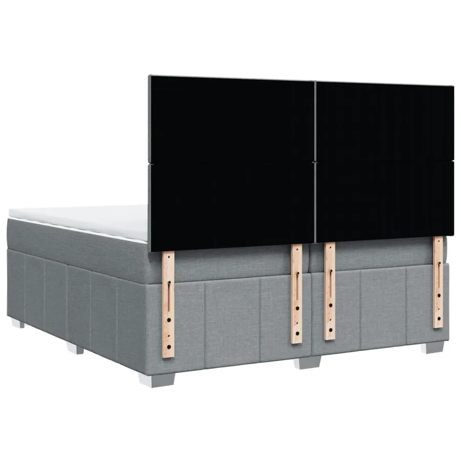 Sommier à lattes de lit avec matelas Gris clair 200x200cm Tissu - 6