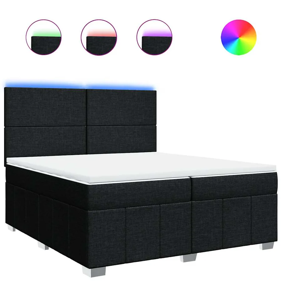 Sommier à lattes de lit avec matelas Noir 200x200 cm Tissu - 2