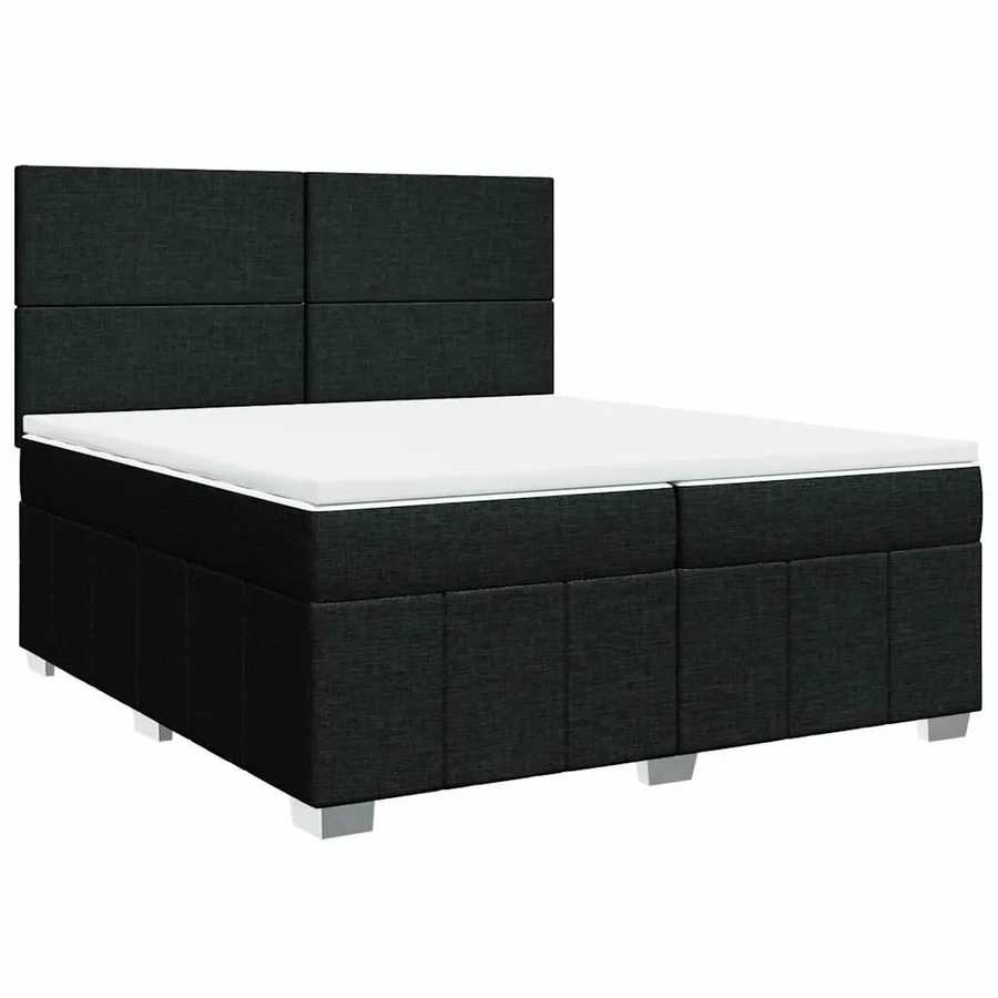Sommier à lattes de lit avec matelas Noir 200x200 cm Tissu - 3
