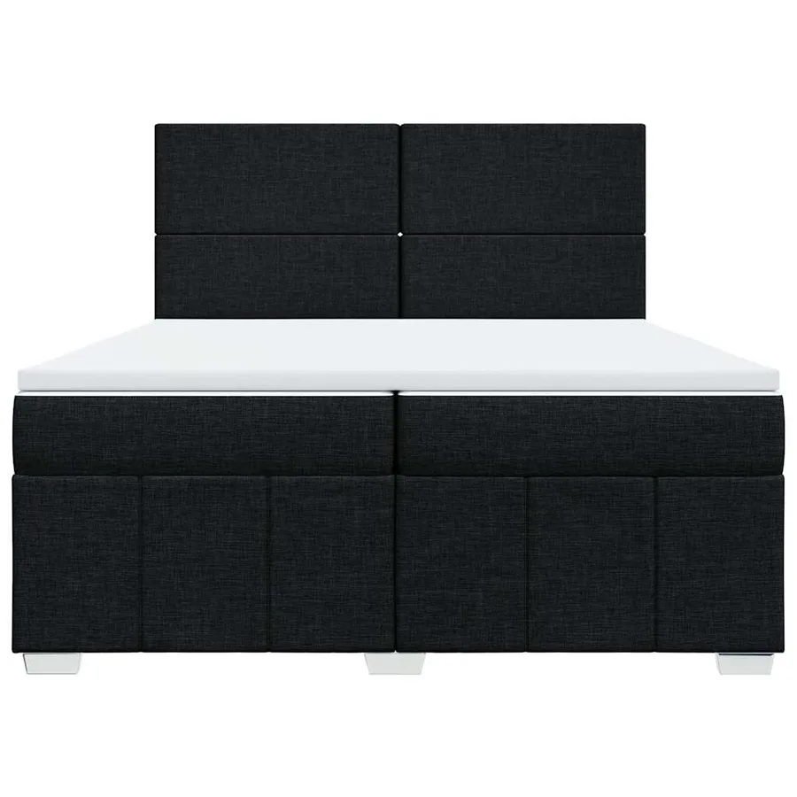 Sommier à lattes de lit avec matelas Noir 200x200 cm Tissu - 6