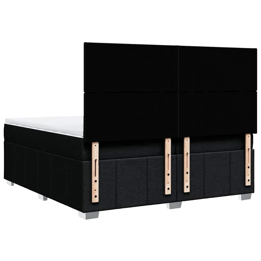 Sommier à lattes de lit avec matelas Noir 200x200 cm Tissu - 8