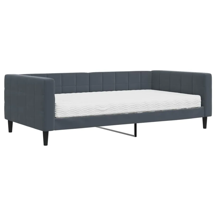 Lit de jour avec matelas gris foncé 100x200 cm velours - 2