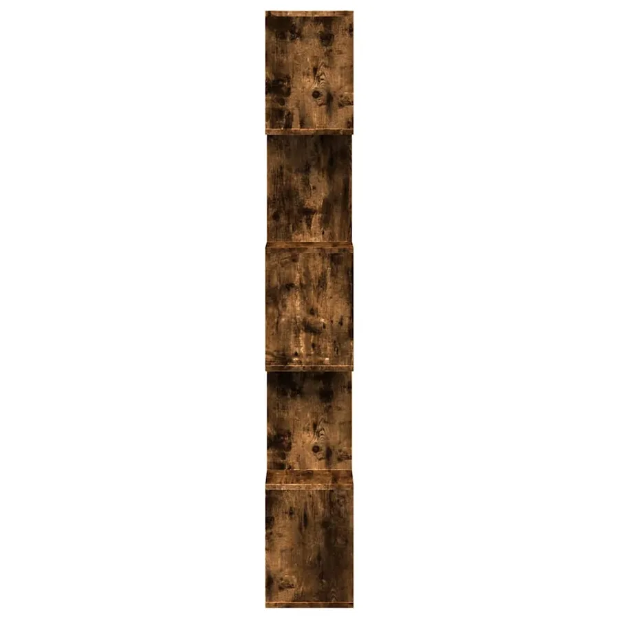 Étagère séparatrice de pièce à 5 niveaux chêne fumé 70x24x161cm - 7