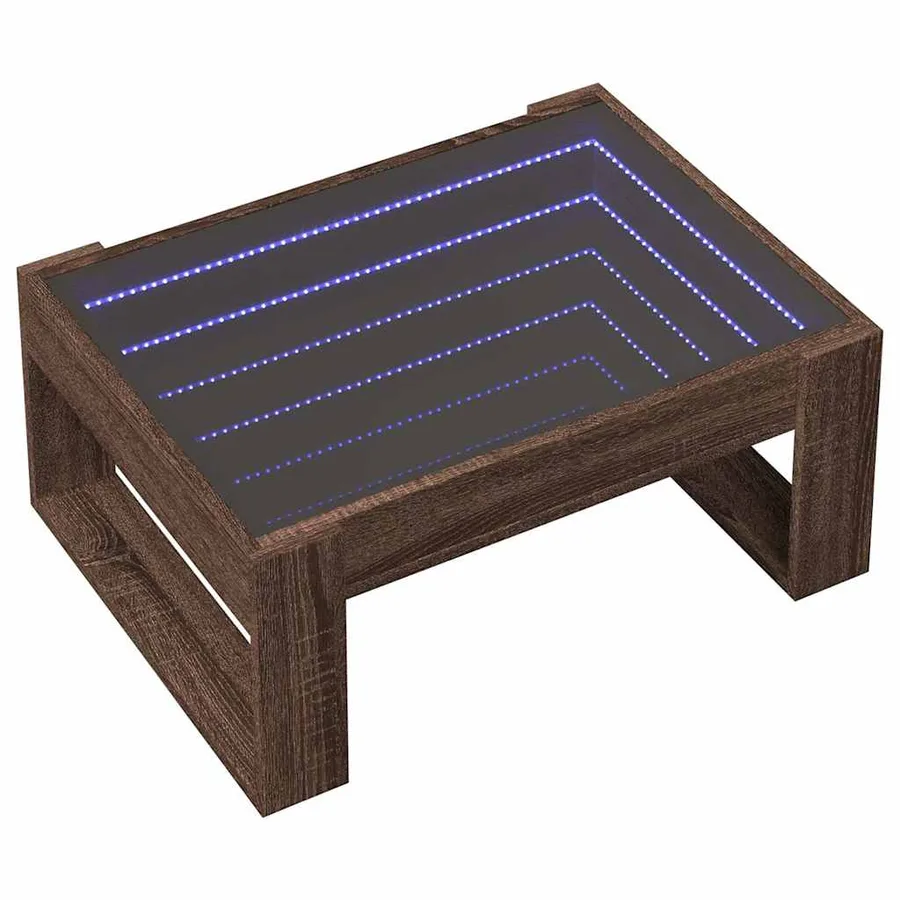 Table basse avec LED infini chêne marron 70x53x30 cm - 3