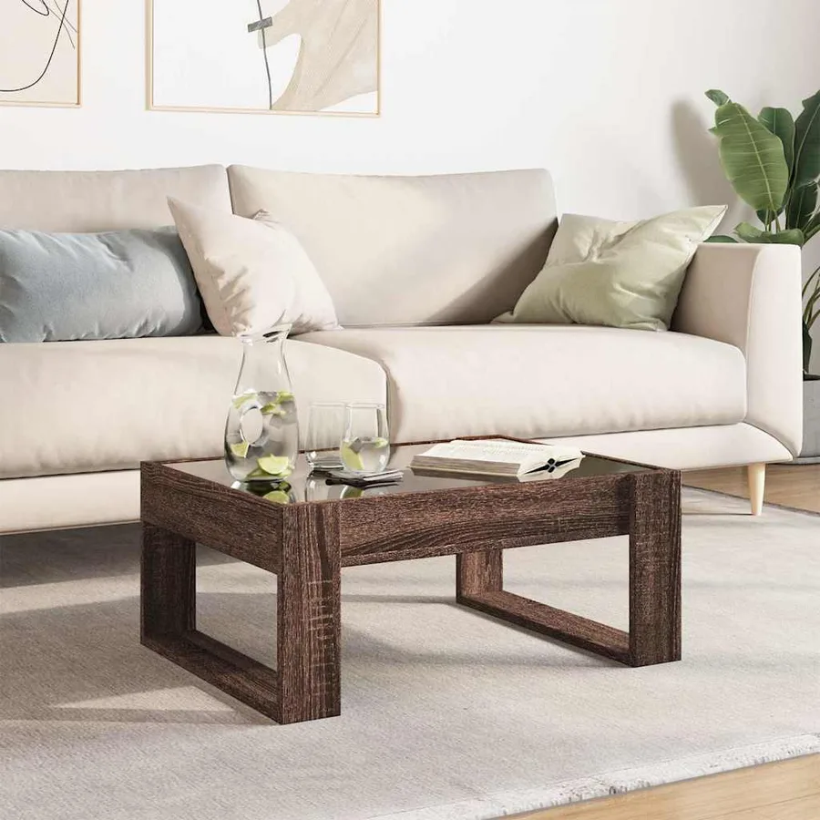 Table basse avec LED infini chêne marron 70x53x30 cm - 4