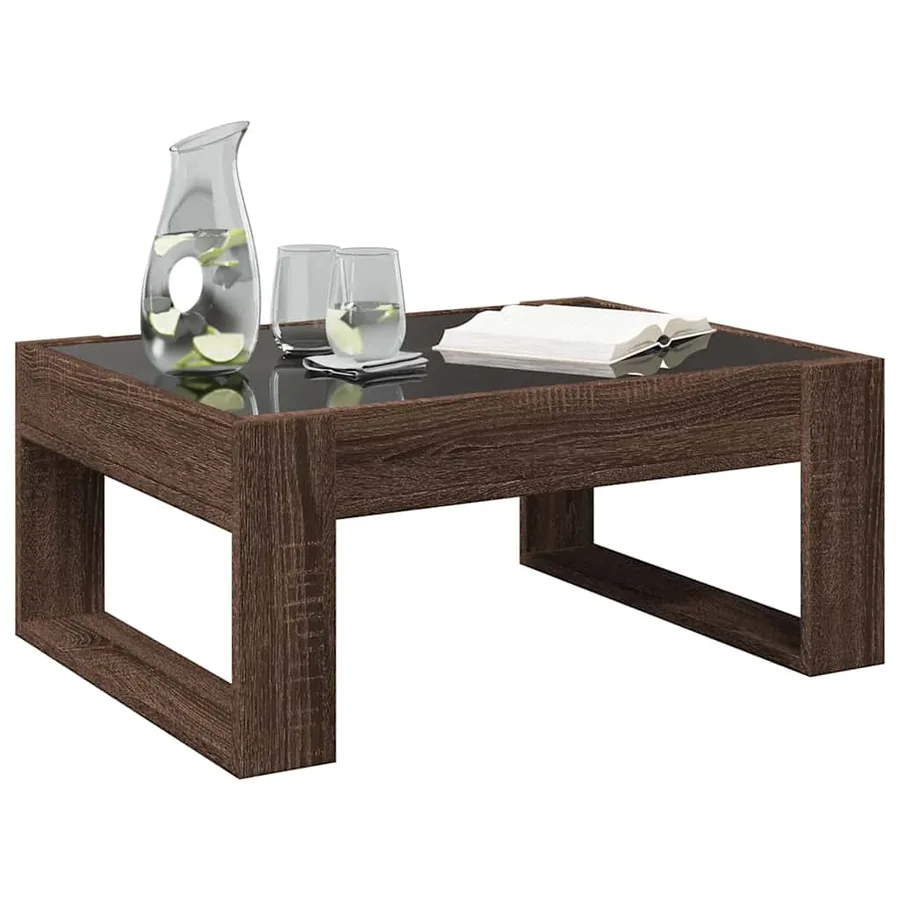 Table basse avec LED infini chêne marron 70x53x30 cm - 5
