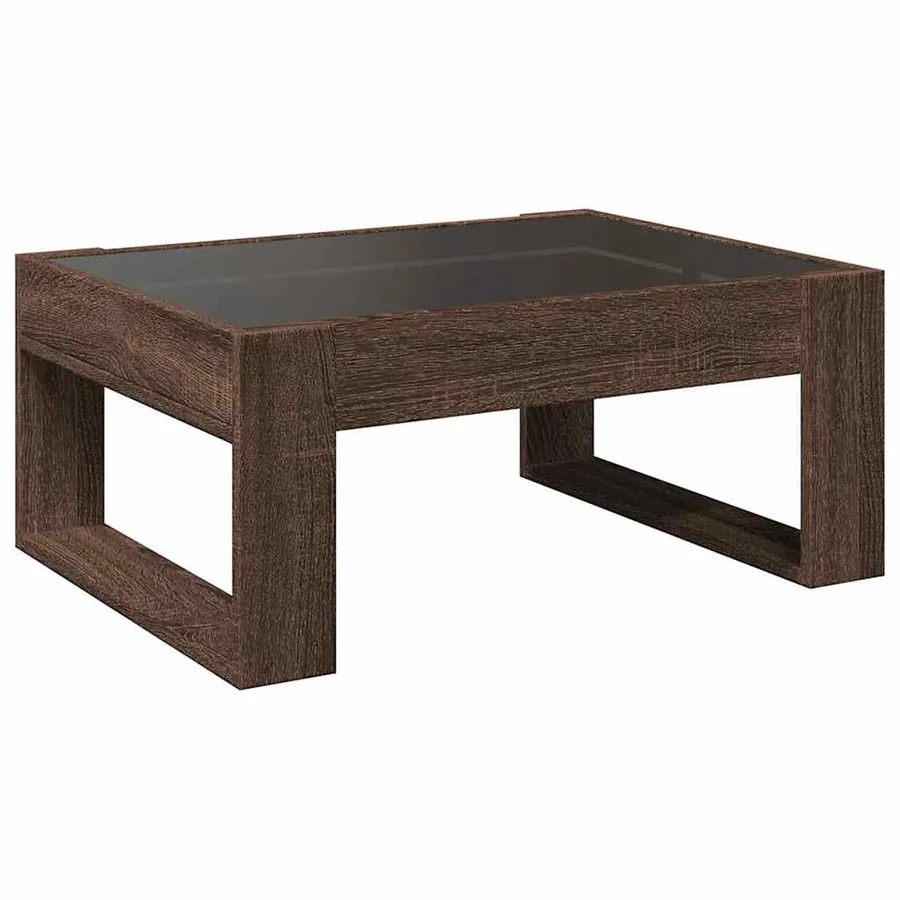 Table basse avec LED infini chêne marron 70x53x30 cm - 8