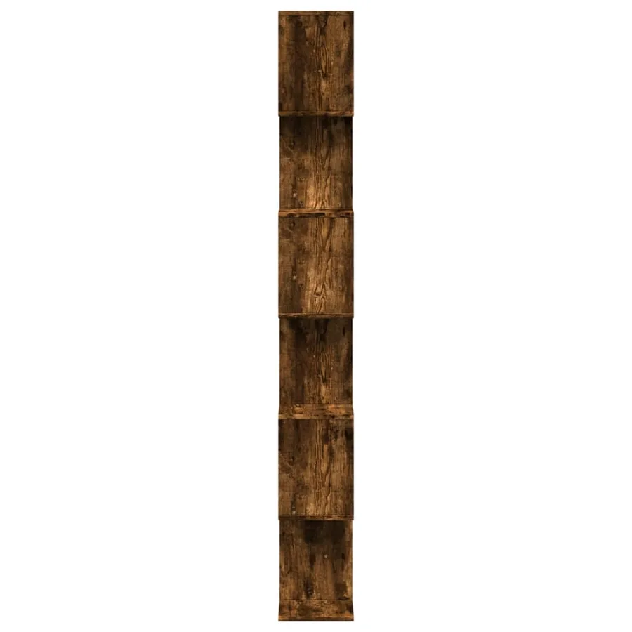Étagère séparatrice de pièce à 6 niveaux chêne fumé 70x24x193cm - 7