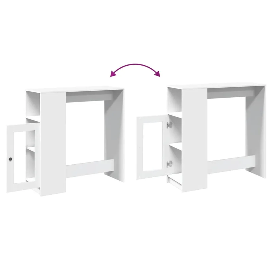 Table de bar avec étagères blanc bois d'ingénierie - 8