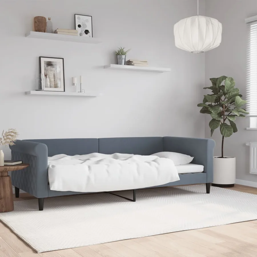 Lit de repos sans matelas gris foncé 90x200 cm velours