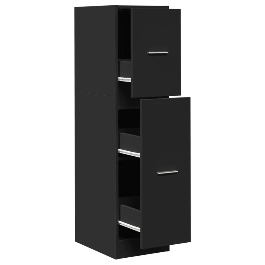 Armoire d'apothicaire noir 30x41x118 cm bois d'ingénierie - 2