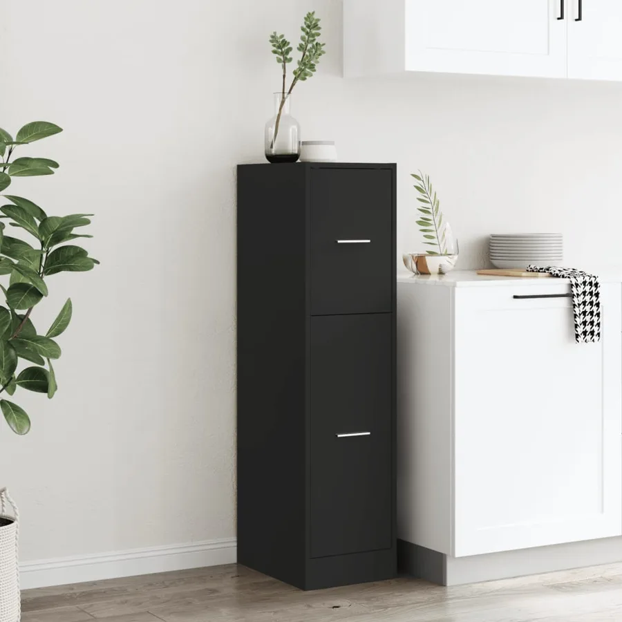 Armoire d'apothicaire noir 30x41x118 cm bois d'ingénierie - 3